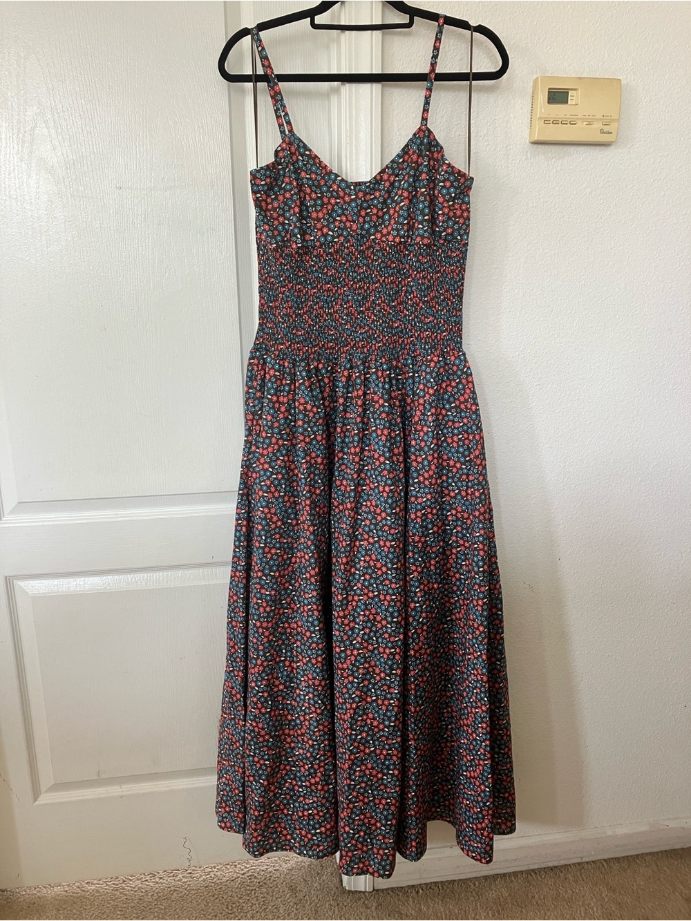 Elie Tahari Smocked Maxi Dress with Pink Floral Print Size 12